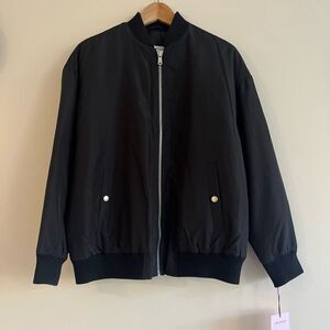 Avec Les Filles Bomber Jacket in Black and Silver Women’s XS